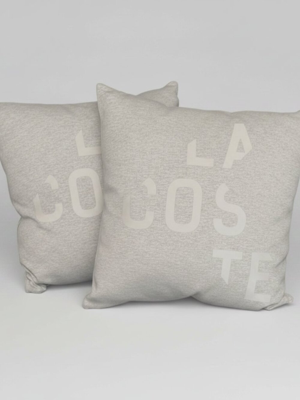 Lacoste Sportswear heather gray pillows embroidered broken logo-NWT